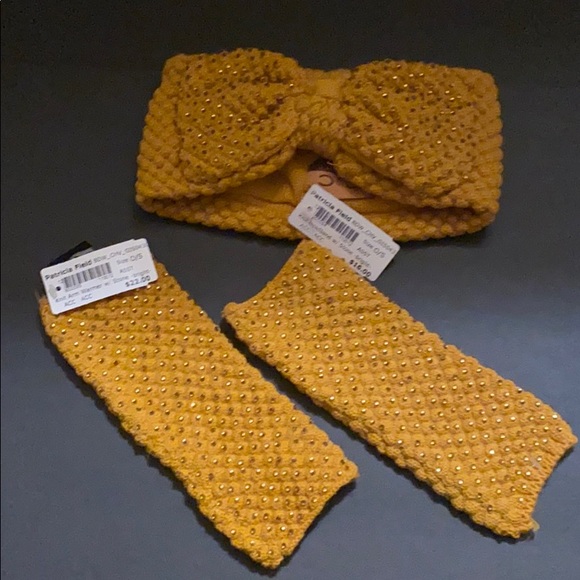 NWT*Patricia Field yellow headband and glove set - Picture 2 of 4